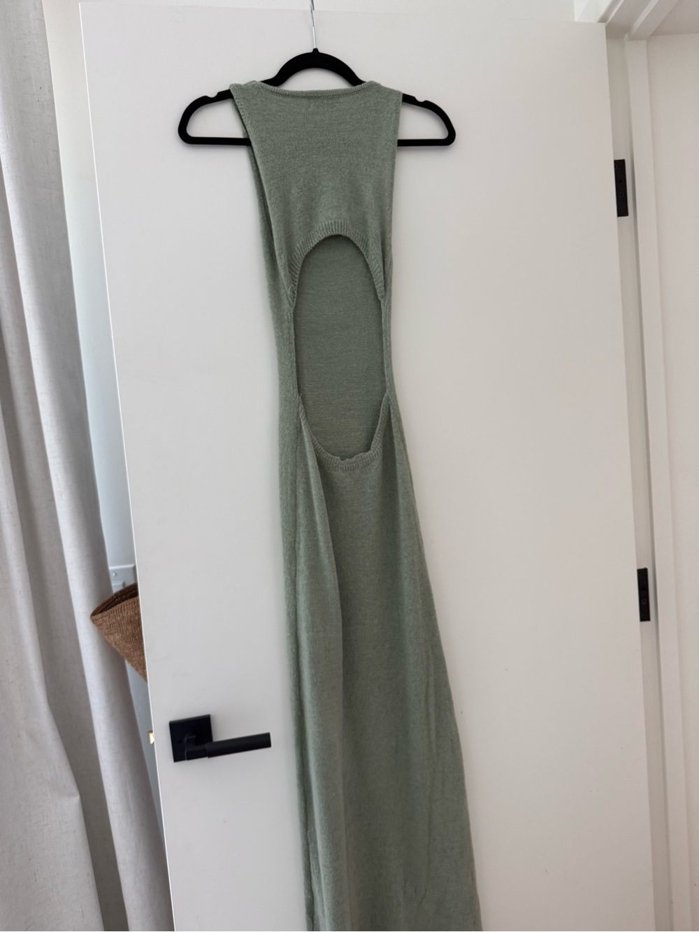 Sleeveless Sage Green Cutout Maxi Dress Coverup- Women's